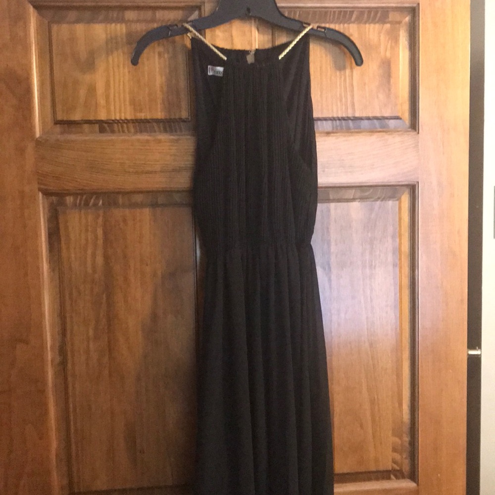 Formal black maxi dress with gold straps sz M